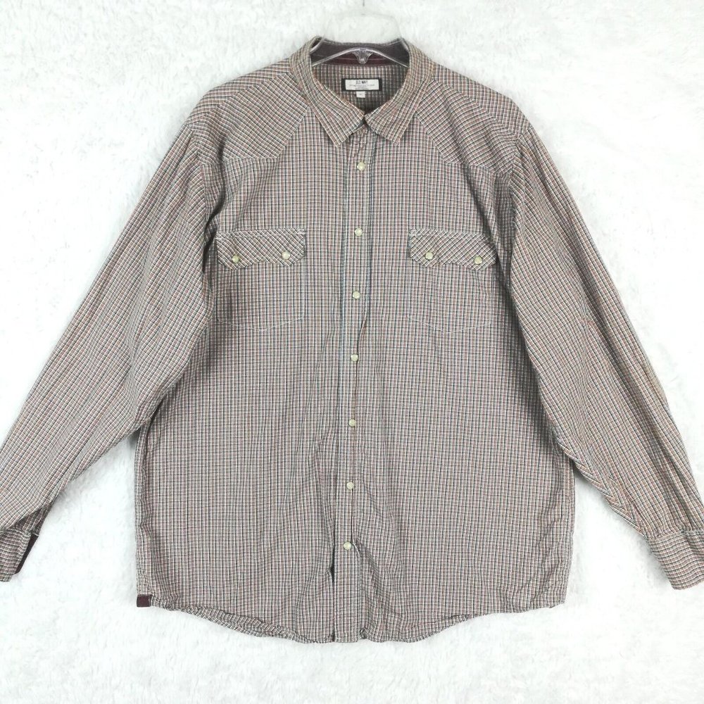 Old Navy Mens Shirt Button Down Long sleeve Pearl Snaps Western‎ Plaid XL